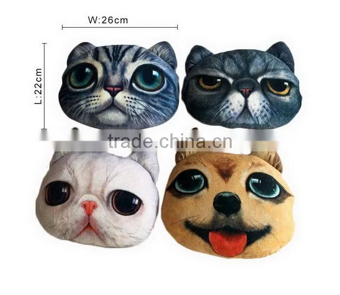 3D Animal Head Shape Throw Pillow Back Cushion for Car Sofa Chair