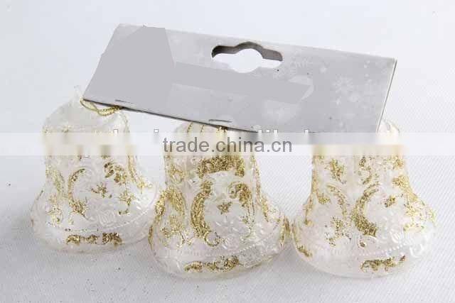 3PC Christmas decoration bell shape transparent plastic Christmas pendant