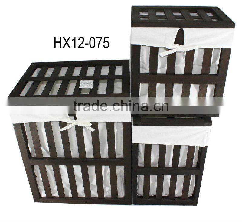 Wooden storage laundy Basket Box with lid