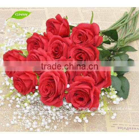 FLS012-4 GNW artificial flower rose bundle china wedding wall decoration flowers artificial rose