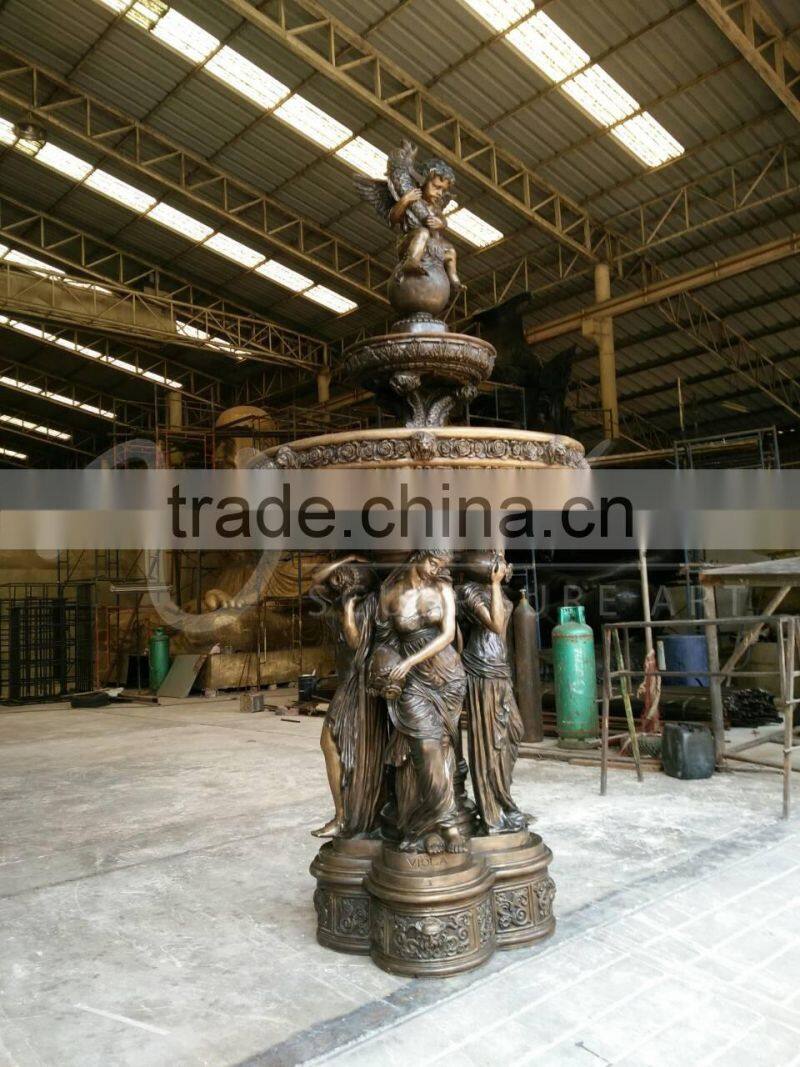 outdoor decoration copper garden water fountains bronze lady fountain