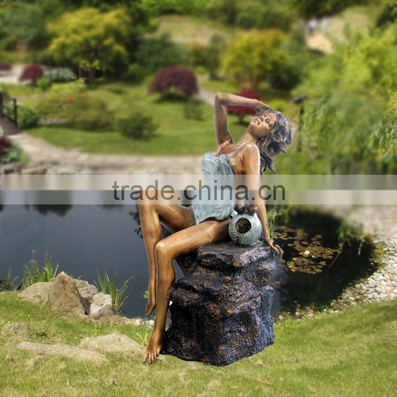 high quality lady pouring water bronze fountain