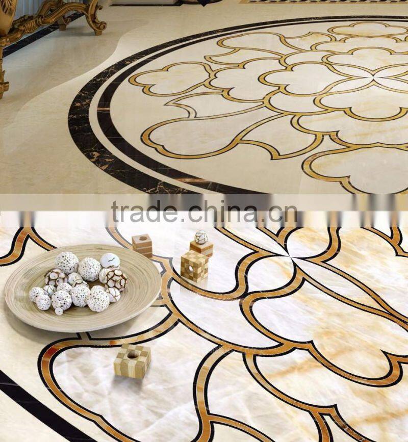 Classic Elegant Italian Designed Floral Marble Medallion Inlay Flooring in Round Shape BF12-04284d