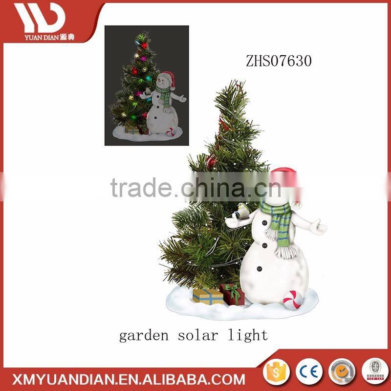 Gift Craft Santa Resin Christmas Ornament Led Solar Mini Christmas Tree Light