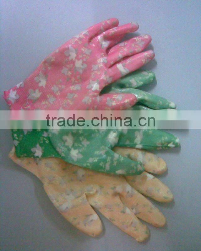 SunnyHope China Factory nitrile coated women's garden gloves