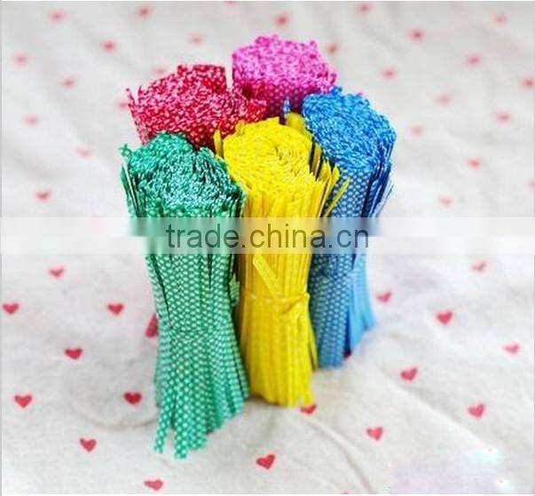 Coloured Polka Dot Plastic Twist Ties For Cake gift Pops Kit Sealing Cello Bags Plastic Bags