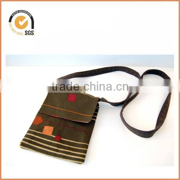 Purple Brushed Twill Colorblock Mustard Yellow Leather Circles Zipper Pouch Clutch By Chiqun Dongguan CQ-H02009