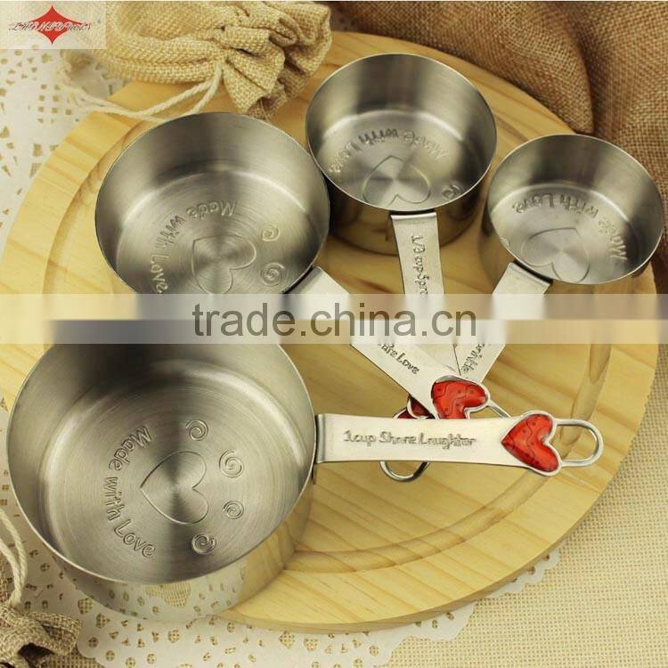 ZY-L1031 New fashion solid sturdy 4pcs kitchen stainless steel measuring cup set