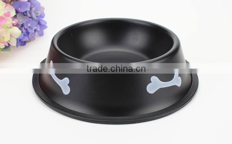 Pet Bowls & Feeder Type Stainless Steel Anti Skid Dog Bowl with bone design