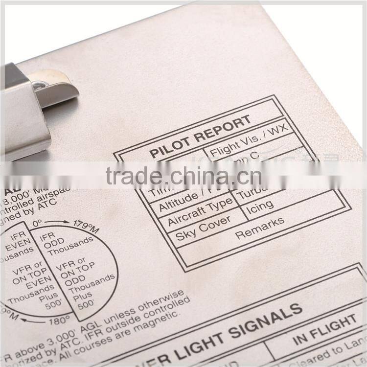 Kearing brand rectangular aluminium aviation kneeboard with accurate scale for pilot training