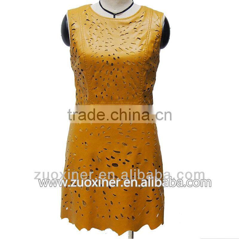 2014 candy mini pu leather vest skirt wholesale