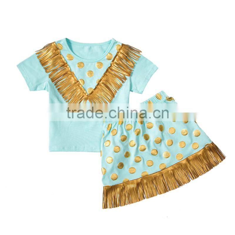 2016 wholesale kids clothing kids wear polka dot pettiskirt set with vintage