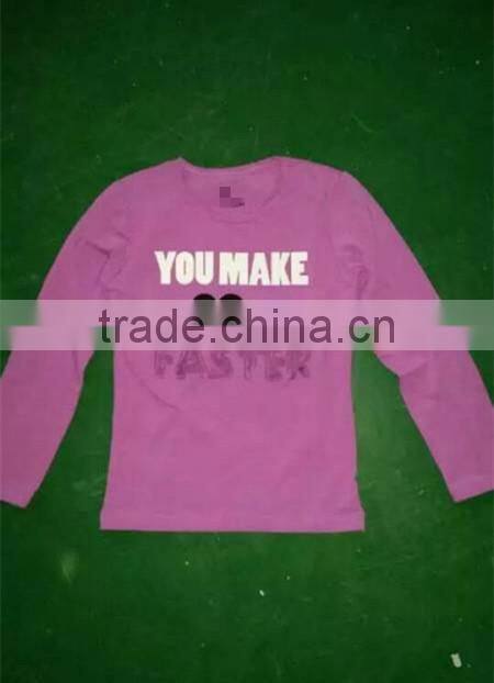 Comfortable beautiful high quality girl's long sleeves t-shirt stocklot clothing