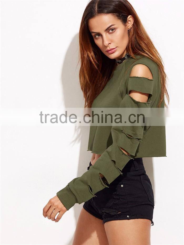 2016 best sell new fashion custom crop top lady hoodies