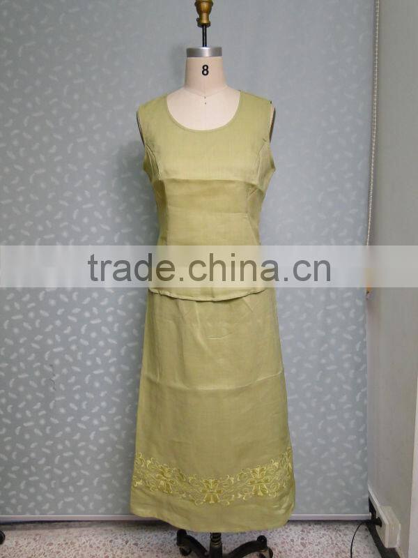 ladies office skirt suit with heavy embroidery 2015