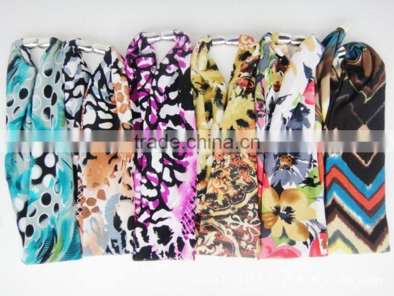 Customizable Digtial Printed Metal Tassel Charm Jewelry Scarves High End Long Wrapped Scarves Office Lady Costume Jewelry