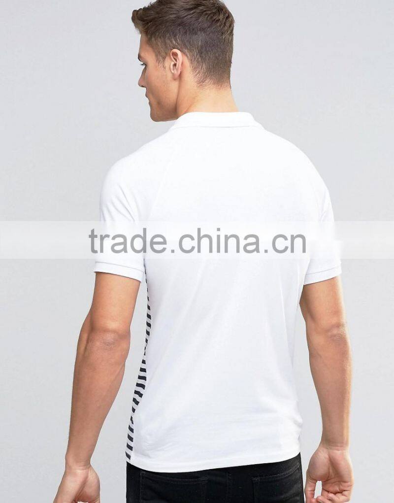 MGOO Customzied Black And White Stripe Polo Shirts Short Sleeves Muscle Shirts In Rib