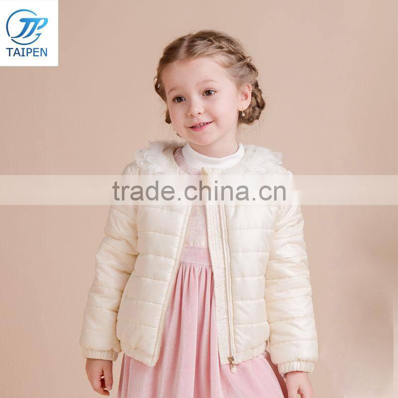 Embossed Flower Girls Boutique Clothes Kid Winter Hoodie Coat With Fleece Lining