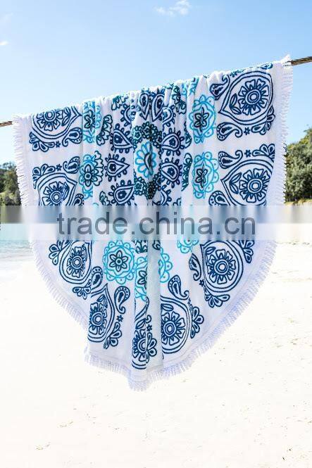 Cotton Velour Promotions Logos Australian The Beach People Roundie Towel With Tassel Fringe