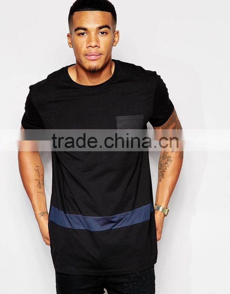 Man Wear Mesh Pocket Longline T Shirt New Style Tshirt Casual Top Cothes Men 2017 Mens T-shirts Tee