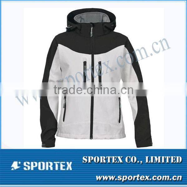 Vintage White/ Black Sporty Running Softshell Jacket Men MZ0073