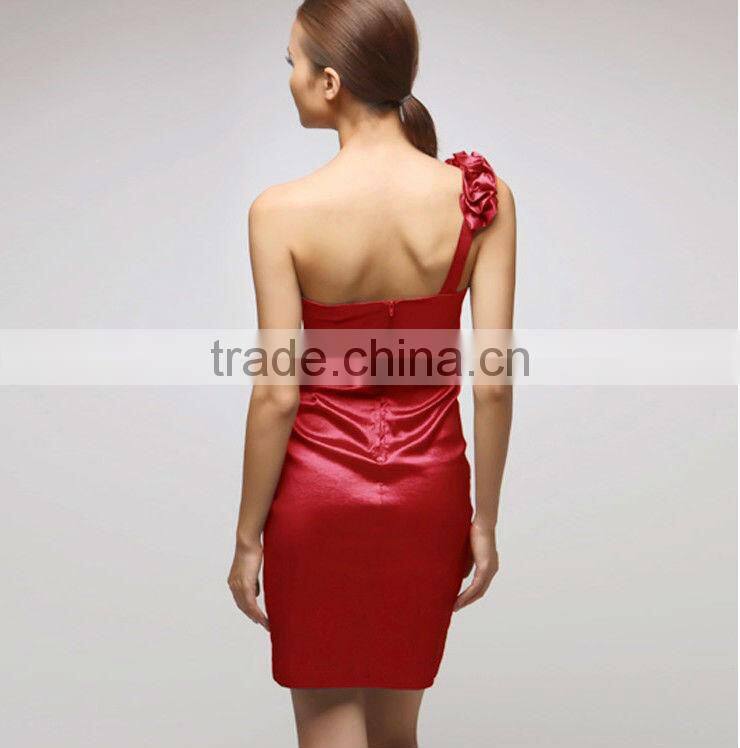 2013 One-shoulder Fat Woman Red Elegant Dresses