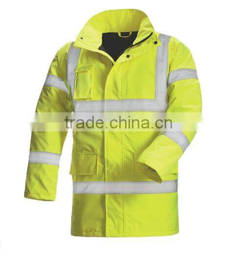 hi vis waterproof jacket 300D oxford pu coated raincoat