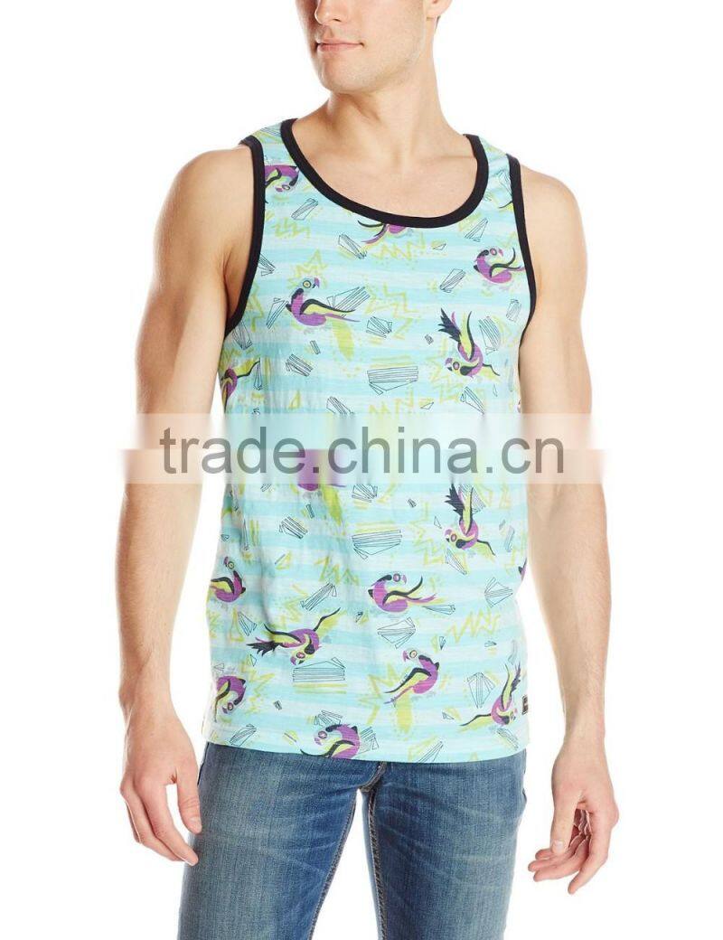 mens hot sale full printing gym wear singlet tank top MP6989 sportswear supplier