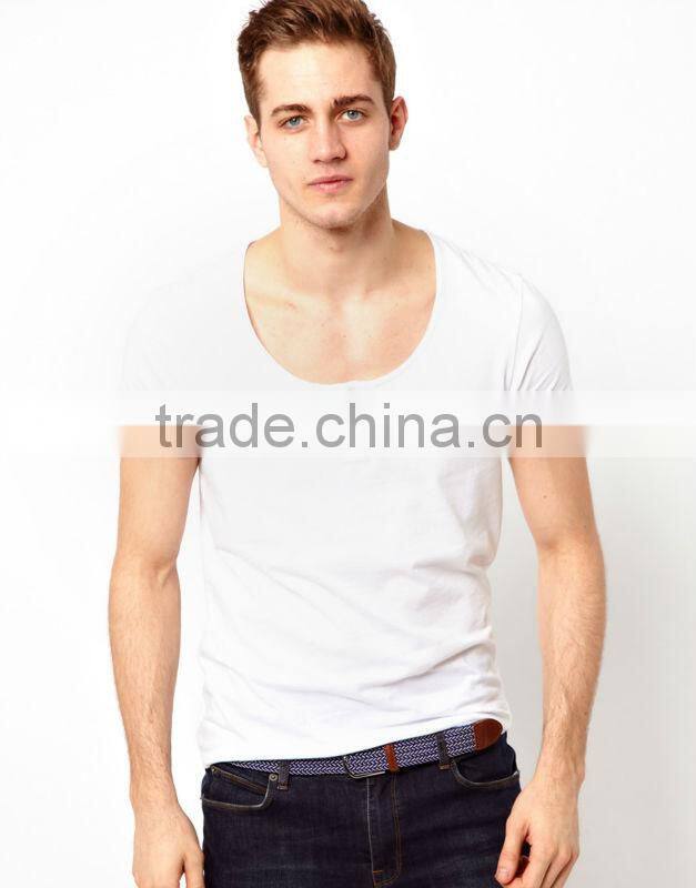 button through placket white tee shirts for man