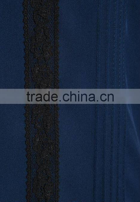 Open Shoulder Lace Trim Blouse