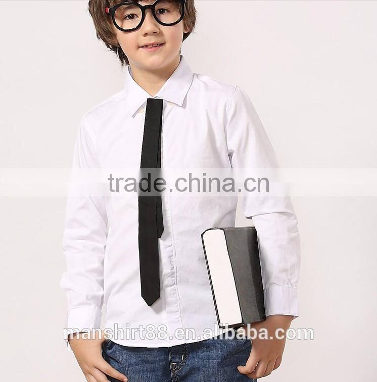 2016 100% cotton school uniform white boy shirts