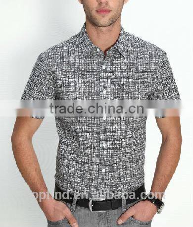 Hawaii style fashion summer mercerized cotton printing short shirts for man