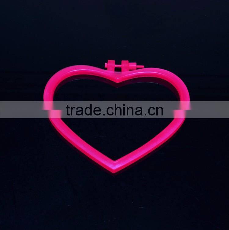 Colorful Plastic Heart Design Hand Embroidery Cross Stitch Hoops