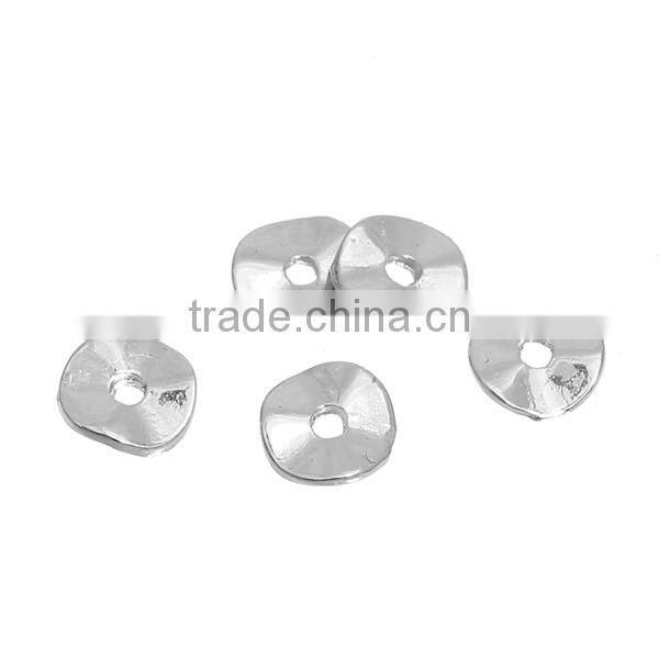 Zinc Based Alloy Wavy Spacer Beads Silver Tone