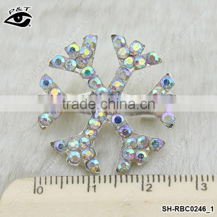 Snow flake shape Crystal AB color rhinestone brooch pin for dresses invitations