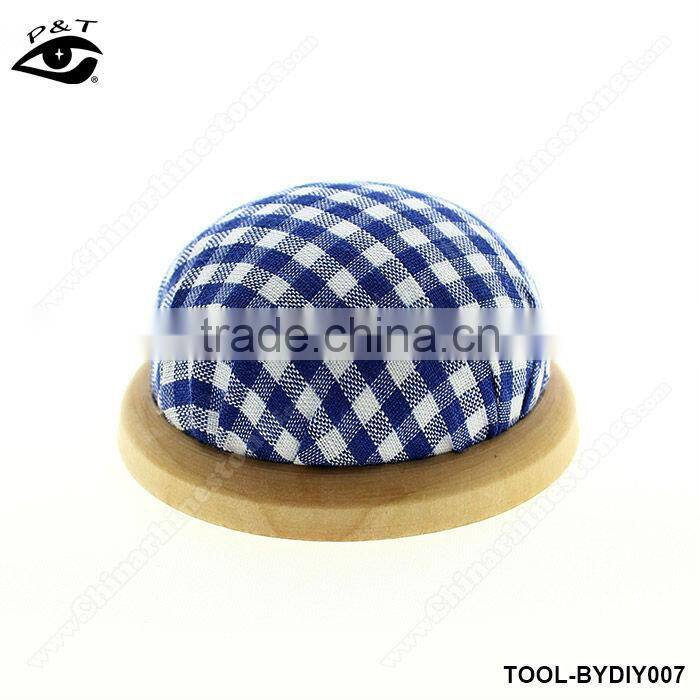 DIY tools sewing accessories blue checker pin cushion