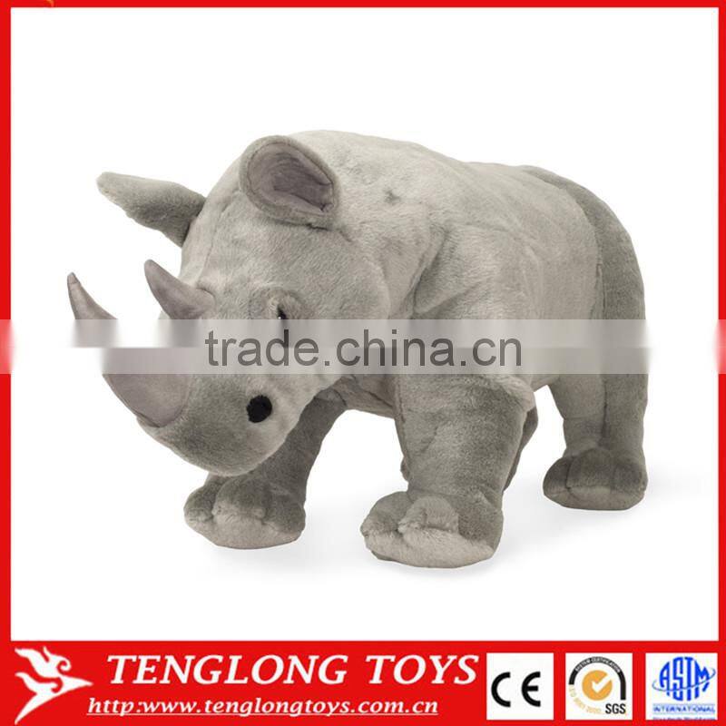 Wholesale stuffed lifelike animal plush gray giant rhinoceros toys for children