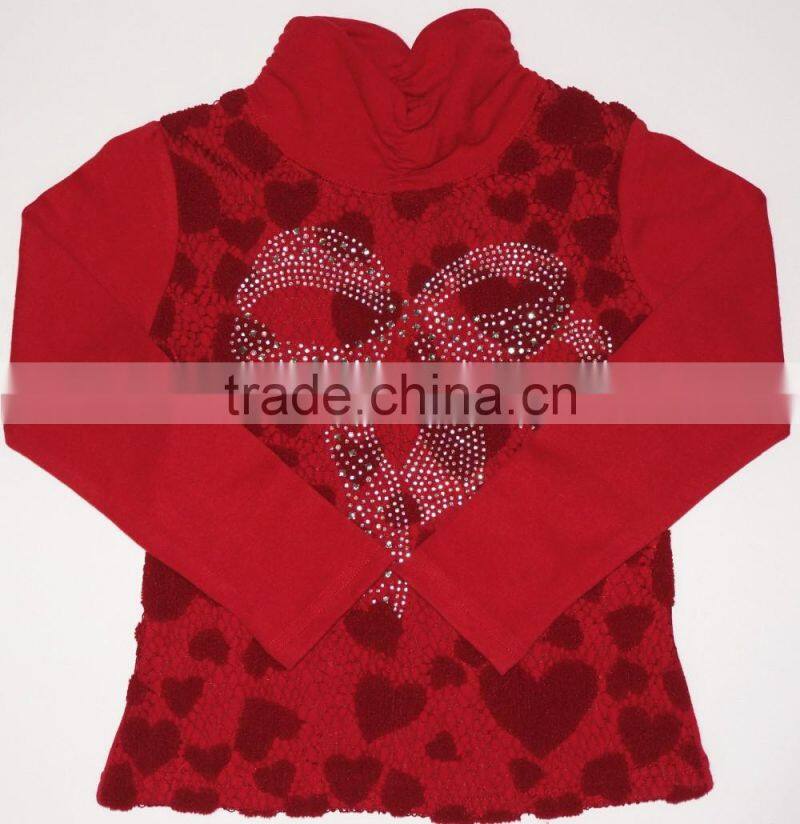 Hand Feeling Lace Bowknot Beaded Base Shirt For Girl