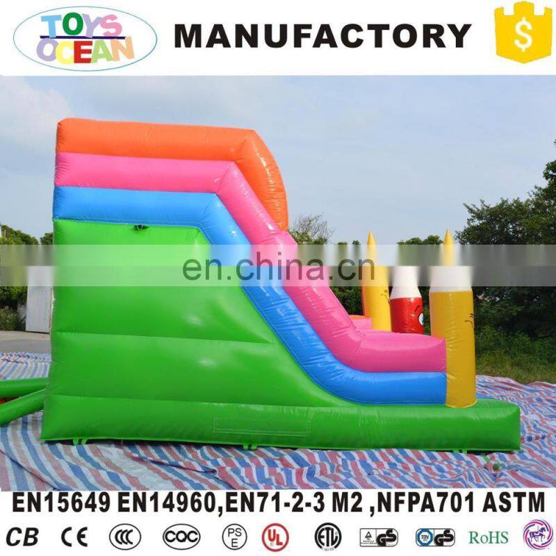 mini indoor inflatable pencil theme slide jumping castle for kindergarten