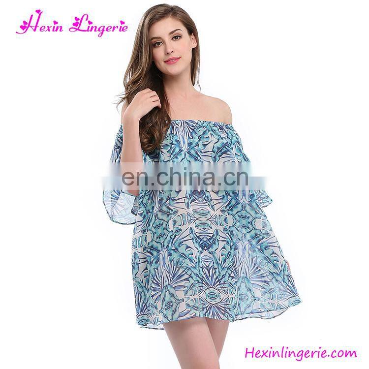 Wholesale Long Sex Off Shoulder Long Sleeve Women Beach Dress