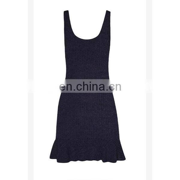 Hot sell ladies flounced skirt latest scoop neckline sleeveless sexy dresses for women