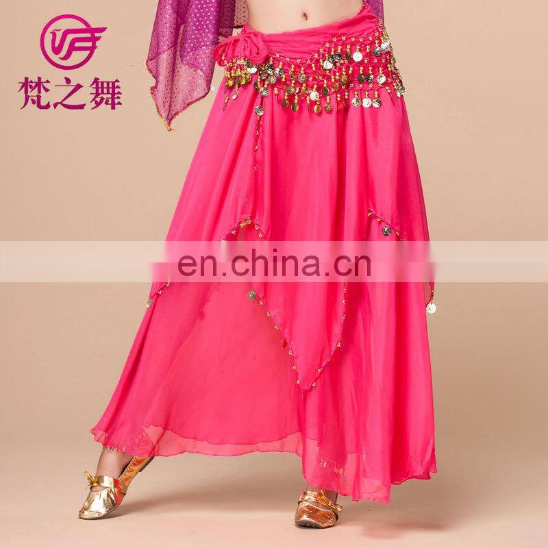 Arabic chiffon gold coins belly dance dancing skirt for women Q-6006#