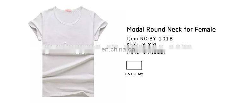 Modal Round Neck T-shirt For Female Cheap White Women T-shirt for Heat Press Printing