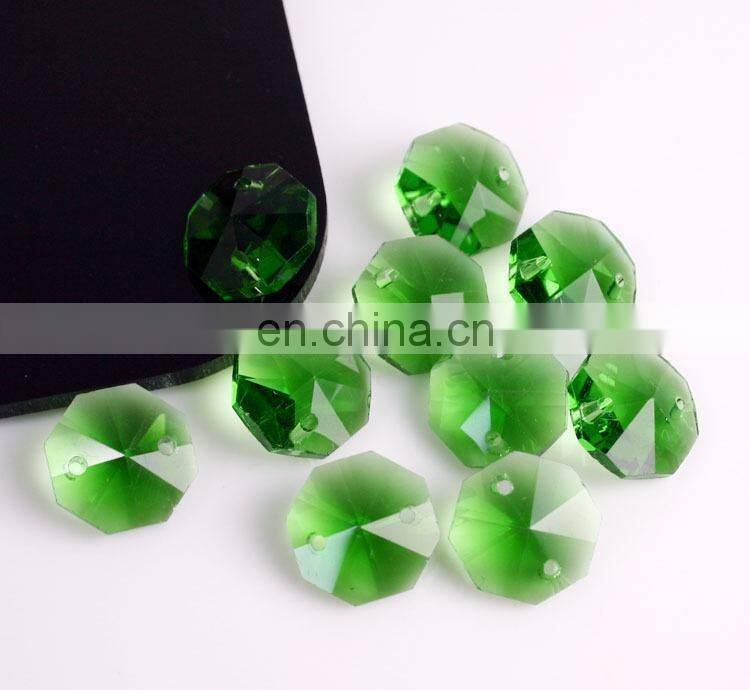 Professional Factory sew on rhinestones octagon crystal beads double hole clear glass beads
