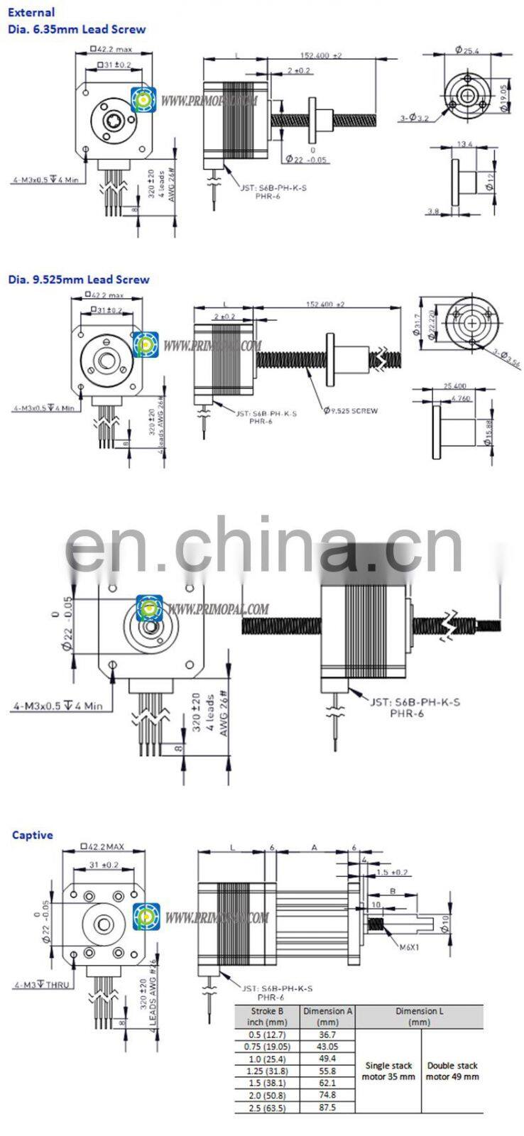 high quality 49mm external linear stepper motor