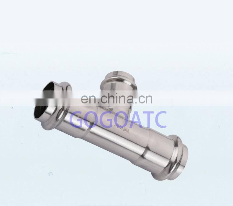 Ferrule connection water joint DN15/20/25/32/40/50 press tee reducing T type stainless steel 304 sanitary pipe sanitary fittings