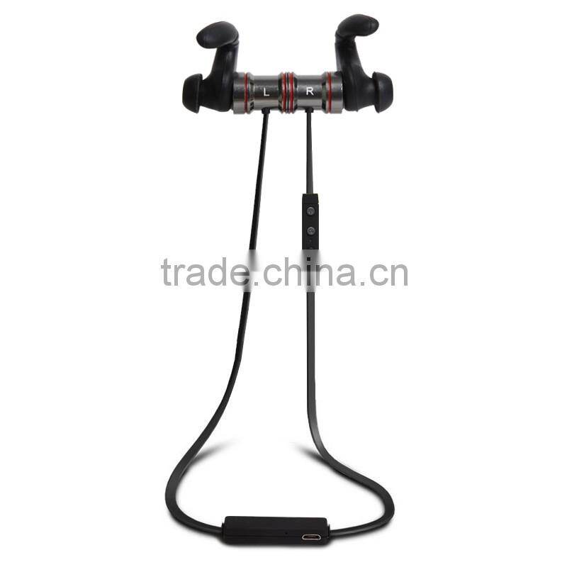 durable aluminium wireless bluetooth sport ear plugs with silicone neckband