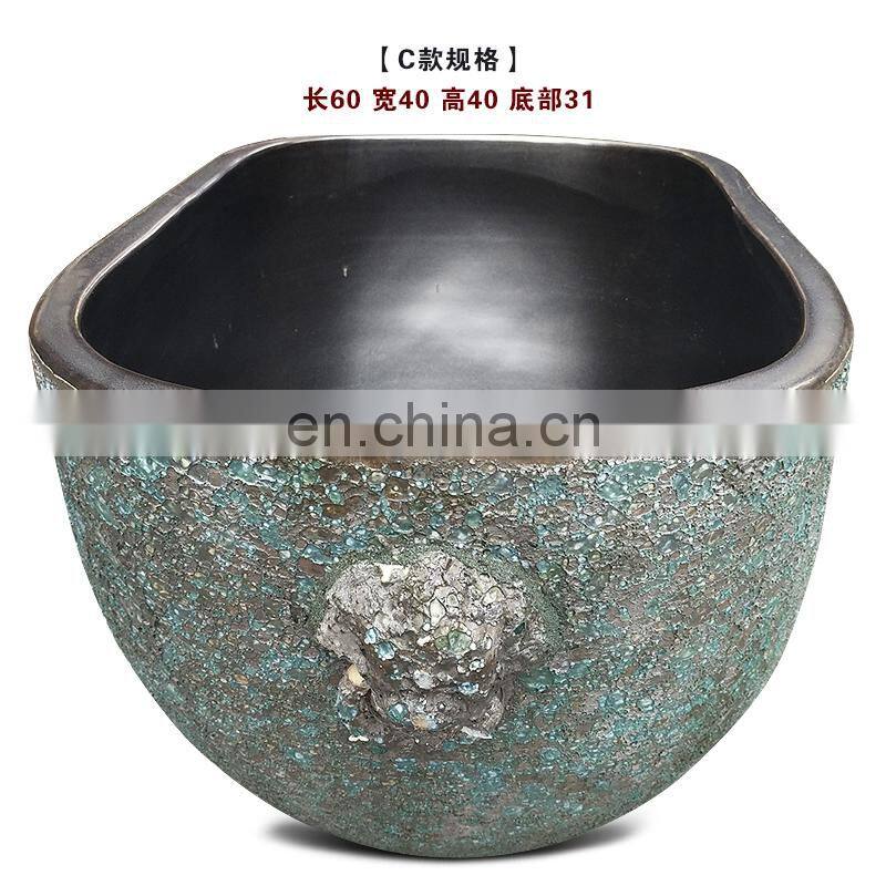 Antique rectangular bronze chinese garden style ceramic flower plant pots wholesale
