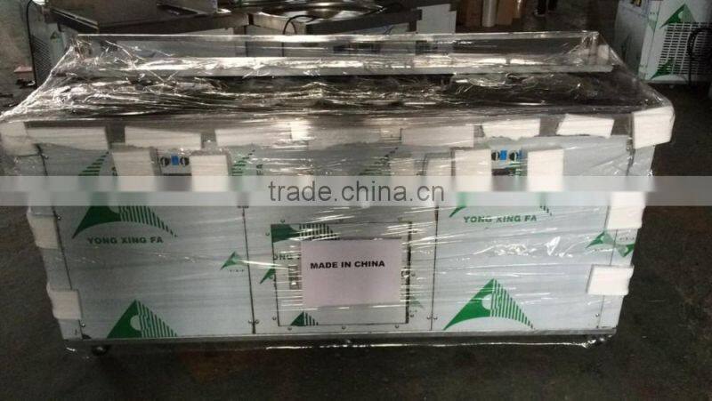 2016 hot sale thailand double flat round pan fried rolled ice cream machine for commercial