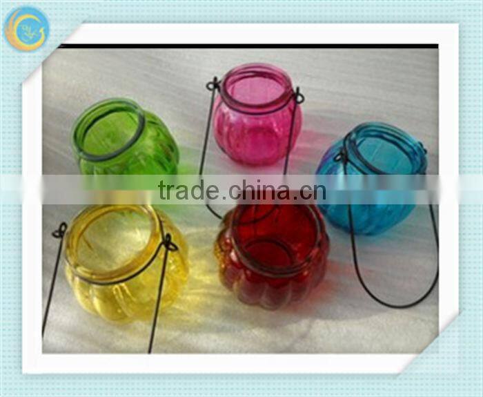 hanging pumpkin glass candle holder